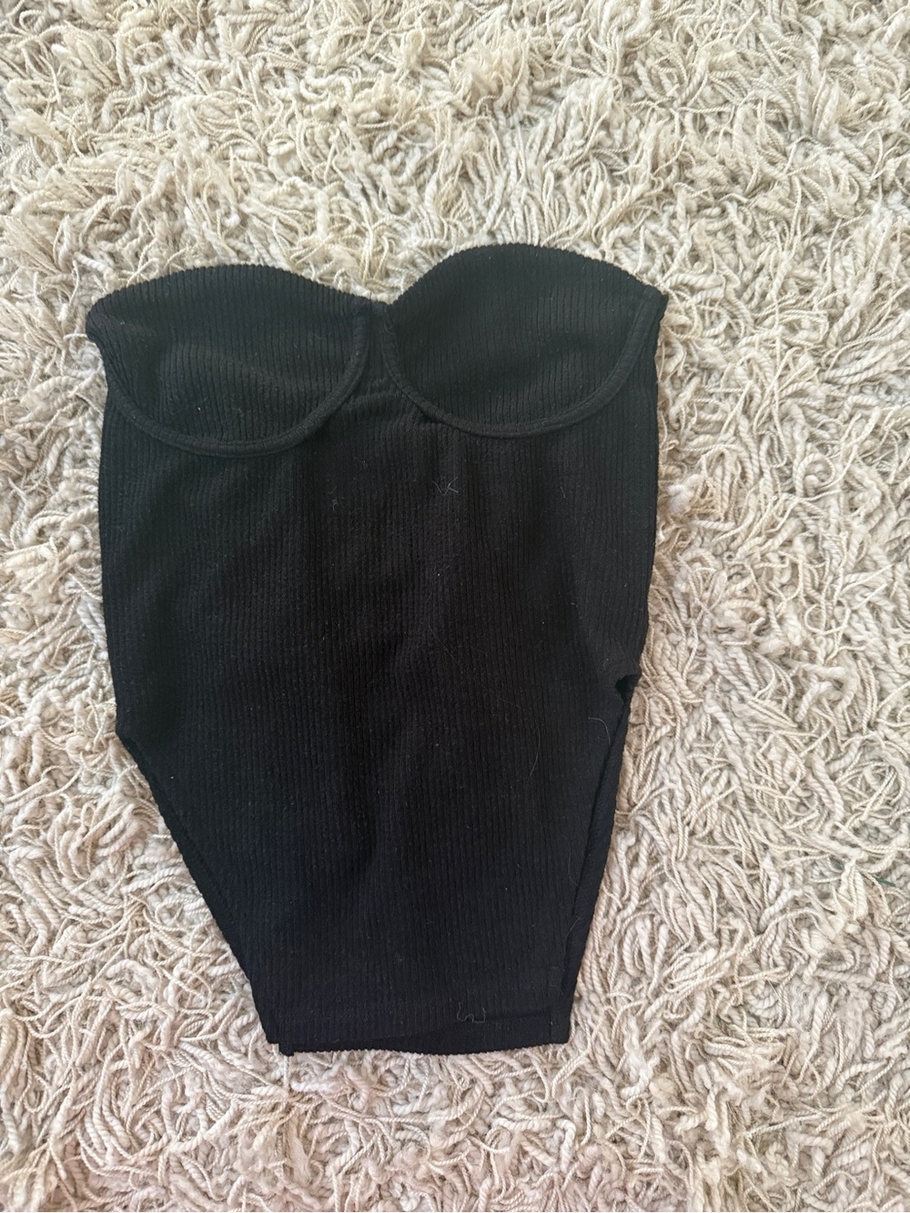 Black Strapless Ribbed top